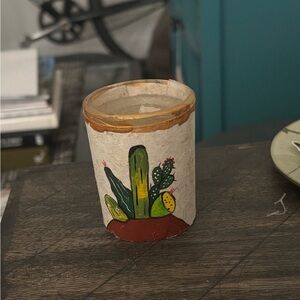Susan Alexandra Cactus Design Candle Holder - Gold, Green, Red